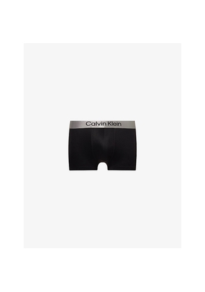 Mens Calvin Klein Branded-Waistband Stretch-Woven Trunks
