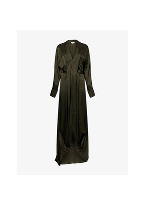 Womens Victoria Beckham Wrap Shawl-Collar Woven Gown