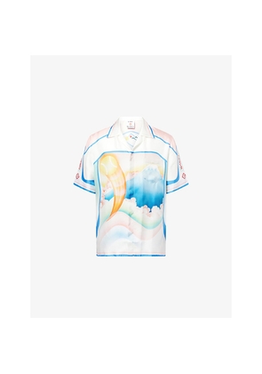 Mens Casablanca Cuban Collar Printed Silk Shirt