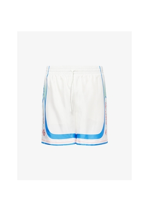 Mens Casablanca Graphic-Print Drawstring Silk Shorts