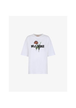 Womens Marni Branded Short-Sleeved Cotton-Jersey T-Shirt