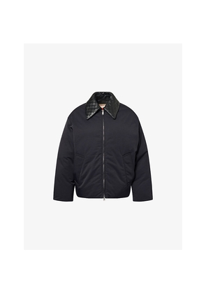 Womens Bottega Veneta Intrecciato-Collar Woven Puffer Jacket