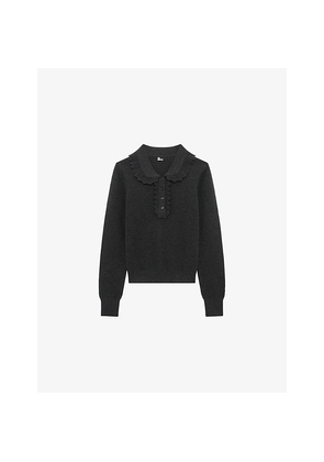 Womens The Kooples Scalloped-Collar Regular-Fit Wool and Cotton-Blend Jumper