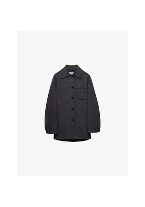 Womens Prada Single-Breasted Double Cashmere-Wool Caban Jacket