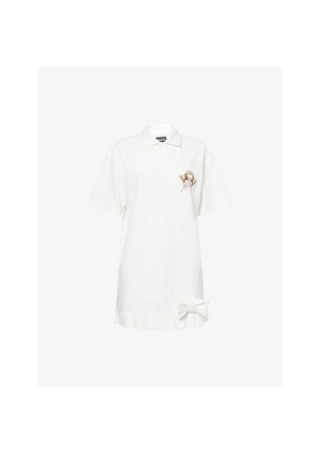 Womens Niihai Polo Embroidered-Logo Cotton-Blend Mini Dress