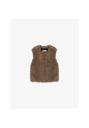 Womens Ro&Zo Shaggy-Sleeveless Faux-Fur Gilet