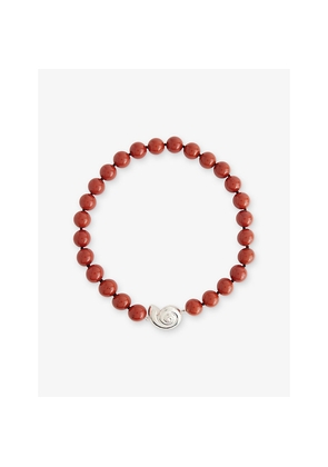 Womens Le Sundial Nautilus Sterling-Silver and Red Jasper Beaded Collar Necklace