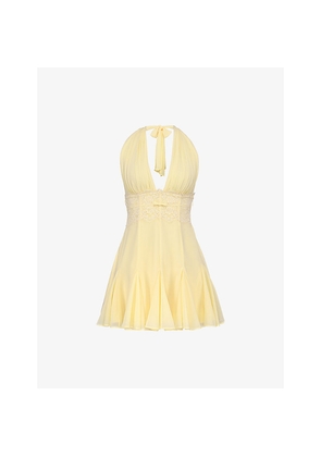 Womens House of CB Ailani Halter Neck Woven Mini Dress