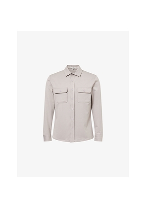 Mens Arne Textured Flap-Pocket Stretch-Woven Overshirt