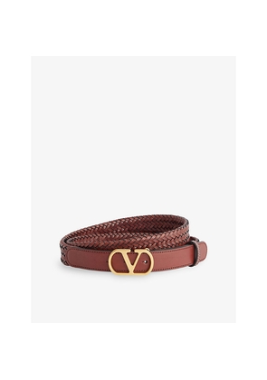 Mens Valentino Garavani Vlogo Braid Leather Belt