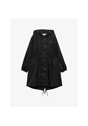 Womens Prada Re Nylon Hooded Woven Raincoat