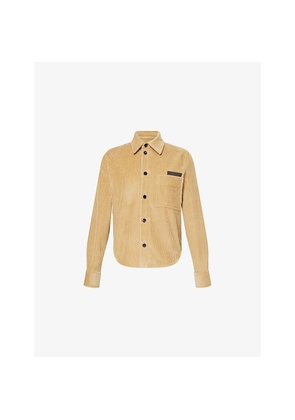 Womens Bottega Veneta Corduroy Curved-Hem Cotton Shirt