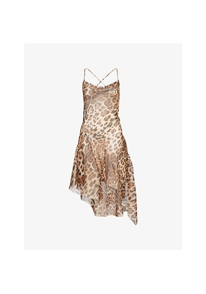 Womens Cultnaked Fantasy Leopard Silk Mini Dress