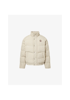 Mens Billionaire Boys Club Script Check-Print Shell Puffer Jacket