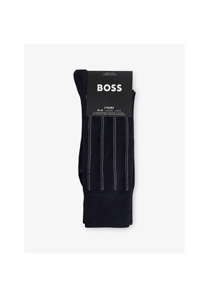 Mens Boss Pinstripe Pack Of Two Cotton-Blend Knitted Socks