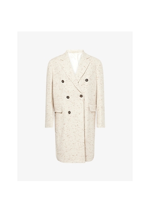 Mens Eleventy Double-Breasted Notched-Lapel Cashmere Coat