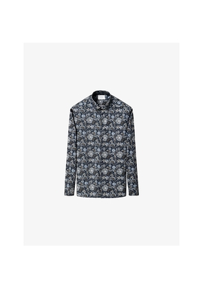 Mens Eton Floral-Print Signature Contemporary-Fit Cotton-Twill Shirt