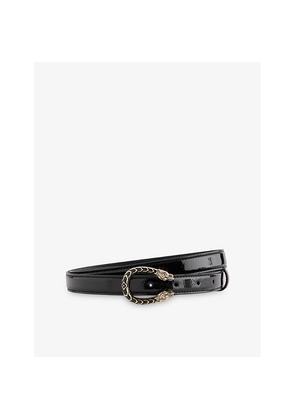 Womens Gucci Dionysus Buckle Shiny Leather Belt