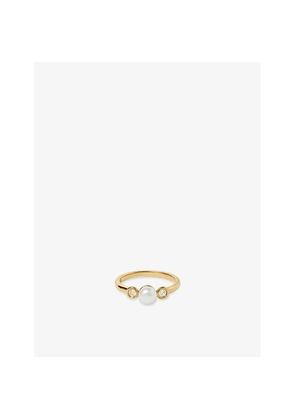 Womens Astley Clarke Pearls 18ct Yellow Gold Vermeil, Freshwater Pearl and White Sapphire Ring