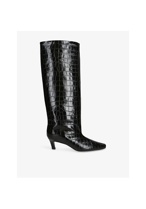 Womens Toteme The Wide Shaft Croc-Effect Leather Knee-High Boots