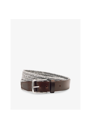 Mens Reiss Welling Leather-Tab Woven Belt