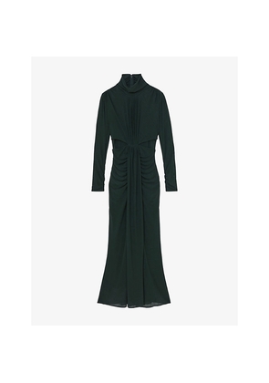 Womens Reiss Danni Ruched-Front Long-Sleeve Stretch-Jersey Maxi Dress