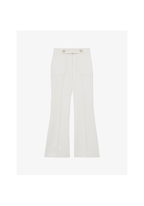 Womens Reiss Lily Flared-Leg Stretch Wool-Blend Trousers