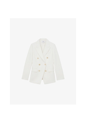 Womens Reiss Lily Double-Breasted Stretch Wool-Blend Blazer