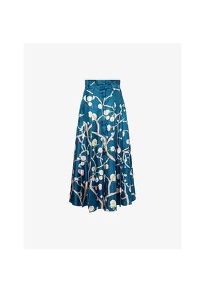 Womens Gabriela Hearst Dugald Pleated Floral Silk Midi Skirt