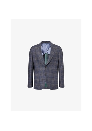Mens Paul Smith Prince Of Wales Check Long-Sleeve Wool Jacket