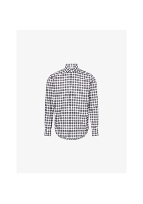 Mens Eleventy Check-Pattern Regular-Fit Cotton Shirt