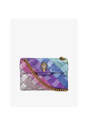 Womens Kurt Geiger London Kensington Mini Metallic-Denim Shoulder Bag
