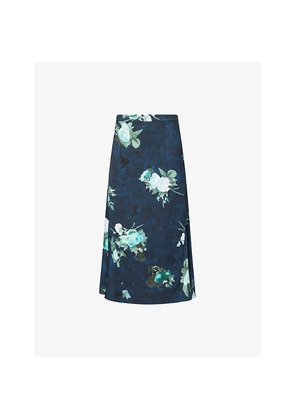 Womens Erdem Floral-Print Fluted Woven Midi Skirt