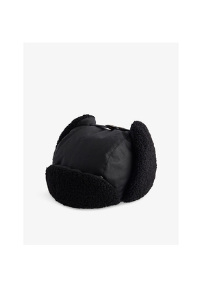 Mens Barbour Morar Brand-Patch Waxed-Cotton Trapper Hat