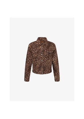 Womens Levis Leopard-Print Denim Trucker Jacket