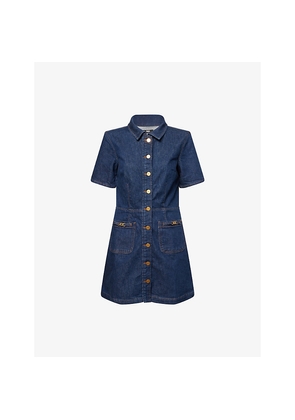 Womens Paige Clementine Short-Sleeve Denim Mini Dress