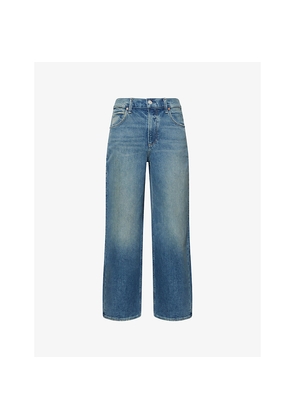 Womens Paige Cameron Ankle Wide Straight-Leg Denim Jeans