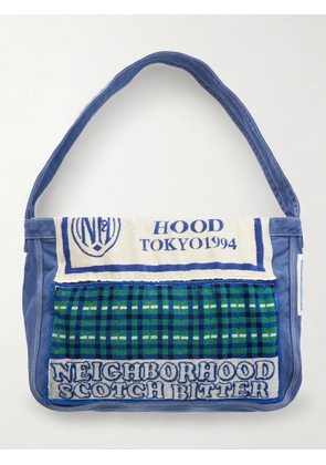 Neighborhood - Newspaper Mod Appliquéd Terry-Trimmed Cotton-Canvas Tote Bag - Men - Blue