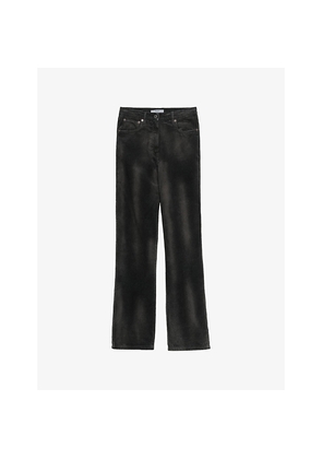 Womens Prada Straight-Leg Branded-Patch Corduroy Trousers