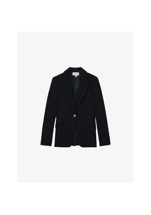 Womens Reiss Wynn Single-Breasted Textured Wool-Blend Blazer