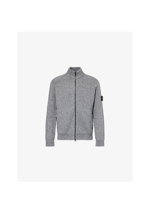 Mens Stone Island Mouline Merl-Knit Wool Cardigan