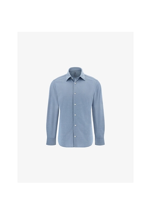 Mens Boggi Milano Closed-Collar Regular-Fit Cotton-Blend Jersey Shirt