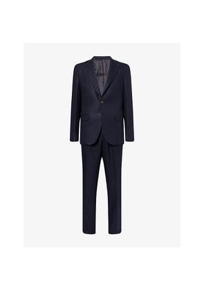 Mens Eleventy Notched-Lapel Straight-Leg Wool Silk and Linen Blend Suit