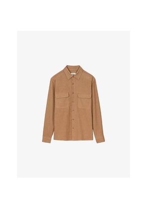 Mens Sandro Flap-Pocket Flannel Cotton Shirt