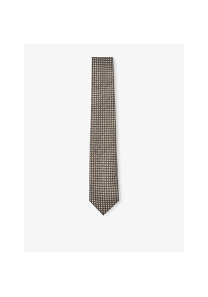Mens Reiss Nicolo Square-Print Cotton and Wool-Blend Tie