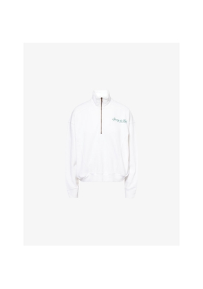 Womens Sporty & Rich Ezra Quarter-Zip Cotton-Jersey Sweatshirt