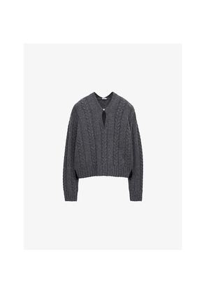 Womens Loewe Keyhole Cable-Knit Wool Jumper