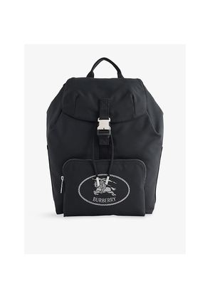 Mens Burberry Orkney Flap Woven-Blend Backpack