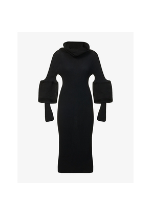 Womens Issey Miyake Thin and Thick Funnel-Neck Knitted Maxi Dress