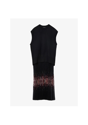 Womens Allsaints Harley Snake-Print Stretch-Satin Midi Dress